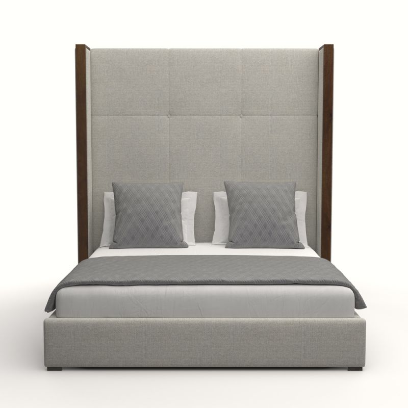 Nativa Interiors - Irenne Simple Tufted Upholstered High King Grey Bed - BED-IRENNE-ST-HI-KN-PF-GREY