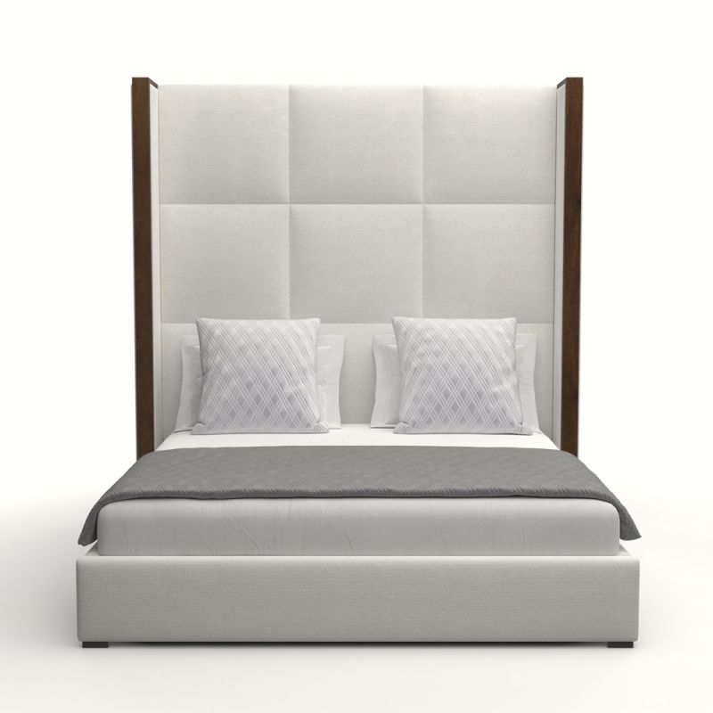 Nativa Interiors - Irenne Square Tufted Upholstered High Height California King Off White Bed - BED-IRENNE-SQ-HI-CA-PF-WHITE