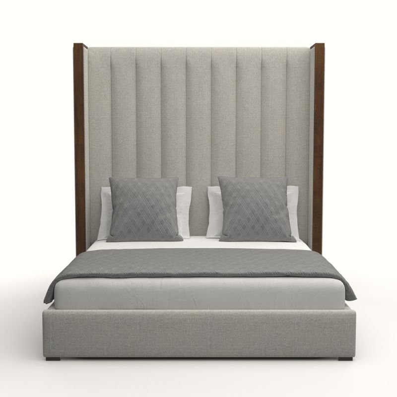Nativa Interiors - Irenne Vertical Channel Tufted Upholstered High Height California King Grey Bed - BED-IRENNE-VC-HI-CA-PF-GREY