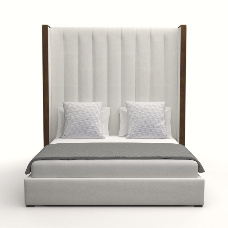 Nativa Interiors - Irenne Vertical Channel Tufted Upholstered High Height California King Off White Bed - BED-IRENNE-VC-HI-CA-PF-WHITE