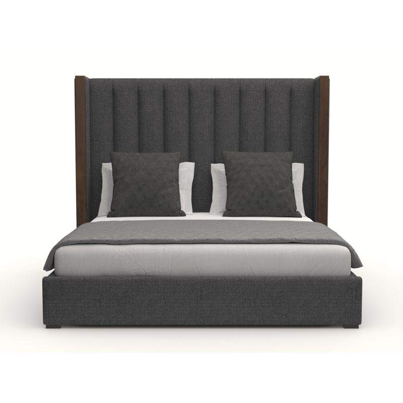 Nativa Interiors - Irenne Vertical Channel Tufted Upholstered Medium California King Charcoal Bed - BED-IRENNE-VC-MID-CA-PF-CHARCOAL