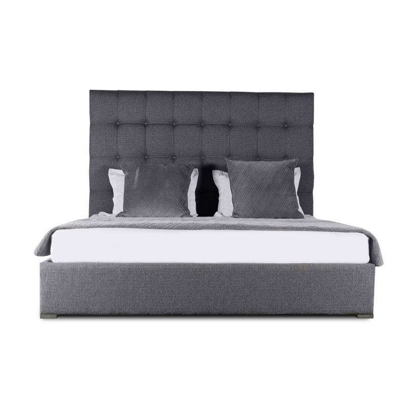 Nativa Interiors - Moyra Box Tufted Upholstered High King Charcoal Bed - BED-MOYRA-BOX-HI-KN-PF-CHARCOAL