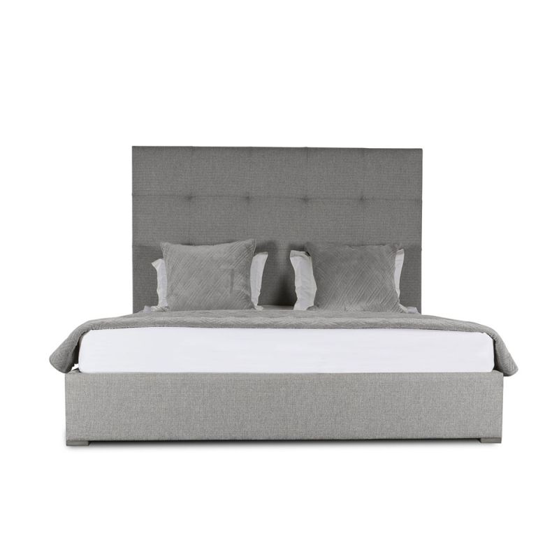 Nativa Interiors - Moyra Button Tufted Upholstered High King Grey Bed - BED-MOYRA-BTN-HI-KN-PF-GREY