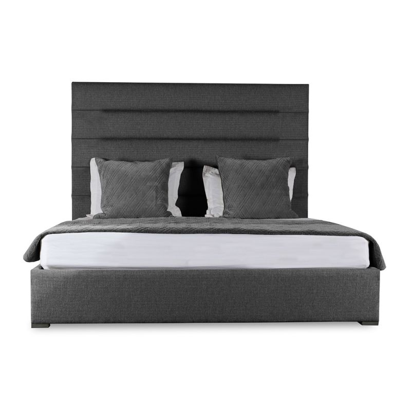 Nativa Interiors - Moyra Horizontal Channel Tufted Upholstered High King Charcoal Bed - BED-MOYRA-HC-HI-KN-PF-CHARCOAL