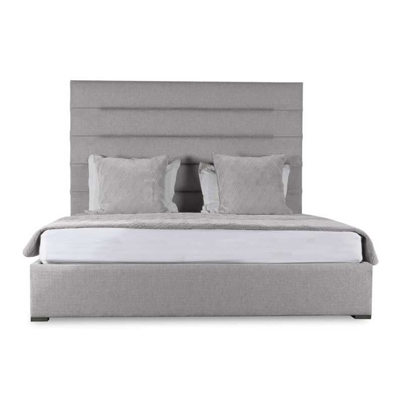 Nativa Interiors - Moyra Horizontal Channel Tufted Upholstered High Queen Grey Bed - BED-MOYRA-HC-HI-QN-PF-GREY