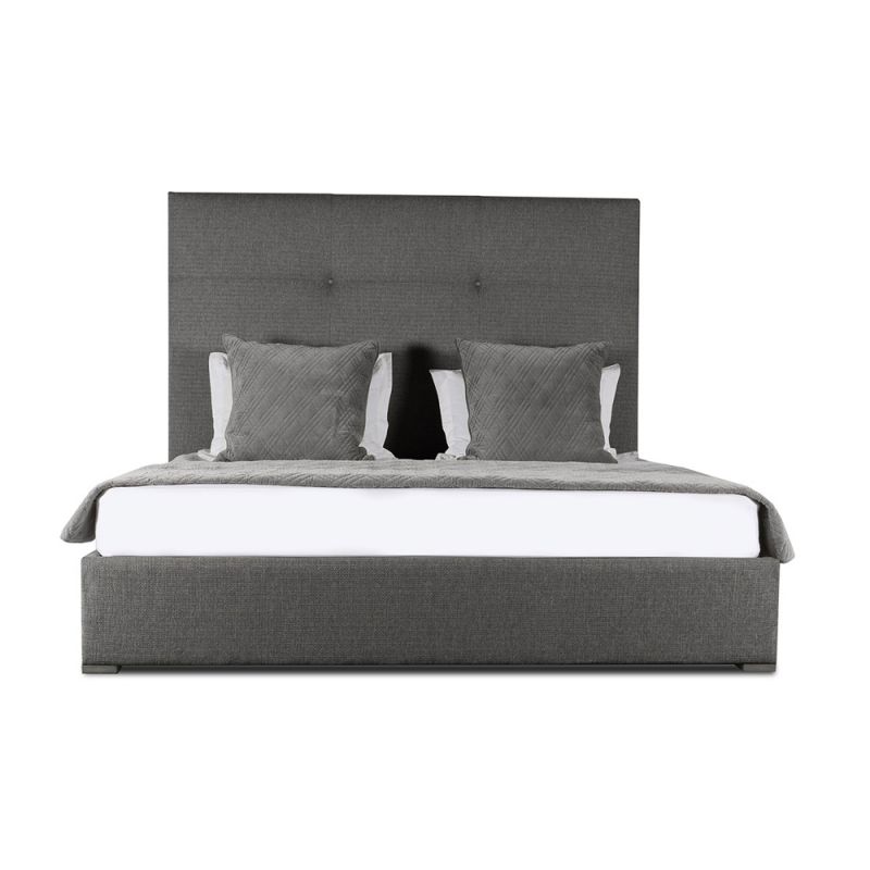 Nativa Interiors - Moyra Simple Tufted Upholstered High King Charcoal Bed - BED-MOYRA-ST-HI-KN-PF-CHARCOAL