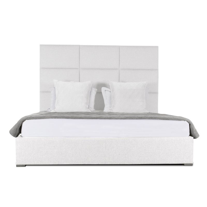 Nativa Interiors - Moyra Square Tufted Upholstered High King Off White Bed - BED-MOYRA-SQ-HI-KN-PF-WHITE