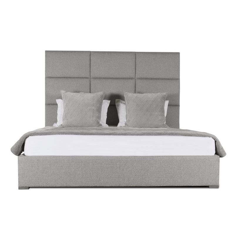 Nativa Interiors - Moyra Square Tufted Upholstered Medium King Grey Bed - BED-MOYRA-SQ-MID-KN-PF-GREY