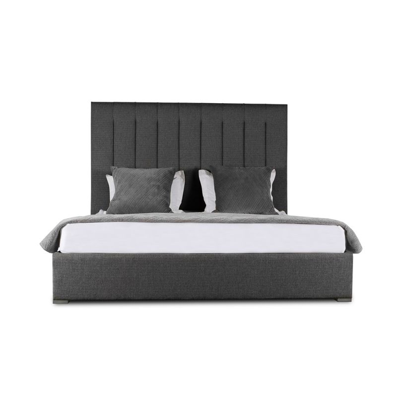 Nativa Interiors - Moyra Vertical Channel Tufted Upholstered High California King Charcoal Bed - BED-MOYRA-VC-HI-CA-PF-CHARCOAL
