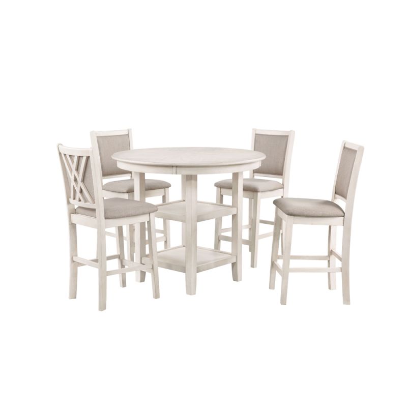 New Classic Furniture - Amy 5 Pc Counter Table Set-Bisque - D3651-52S-BSQ