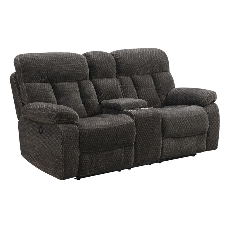 New Classic Furniture - Bravo Dual Recliner Console Loveseat With Power Footrest-Charcoal - U1165-25P1-SLP