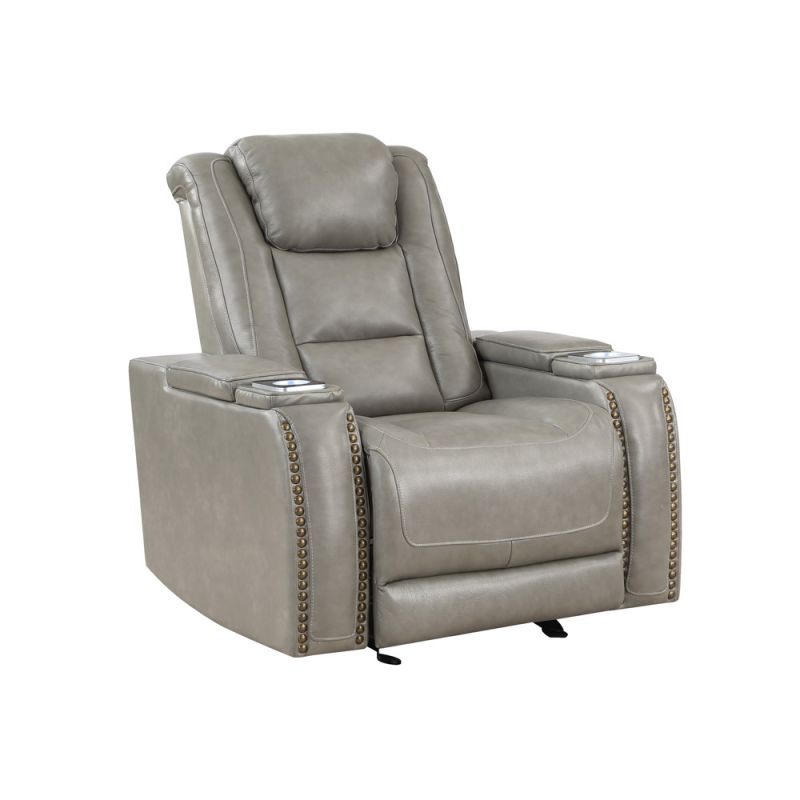 New Classic Furniture - Breckenridge Glider Recliner W/ Pwr Fr & Hr-Lt Gray - L3183-13P2-LGY