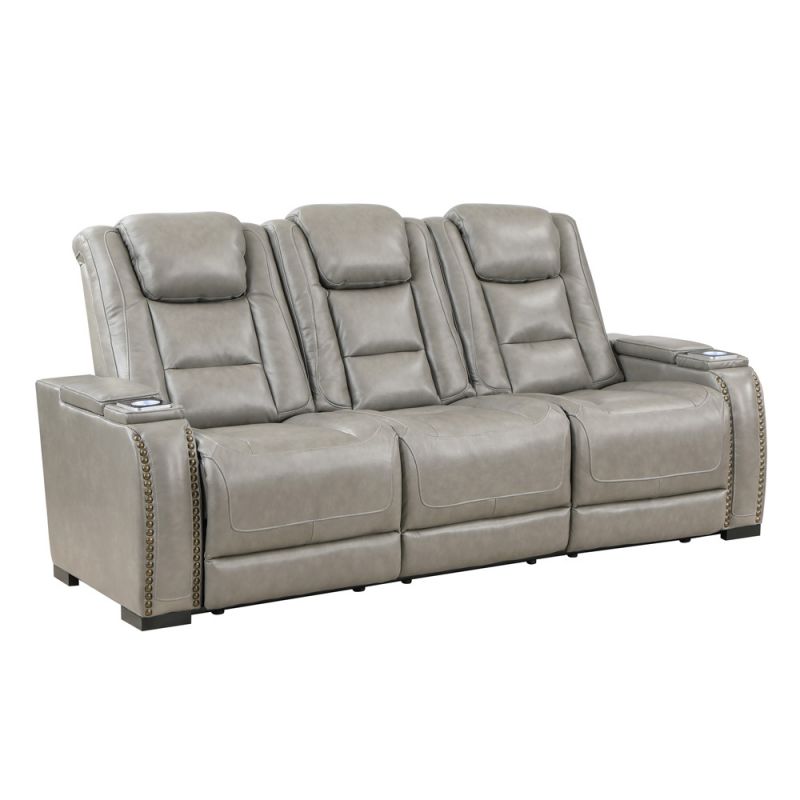 New Classic Furniture - Breckenridge Sofa  W/ Pwr Fr & Hr-Lt Gray - L3183-30P2-LGY