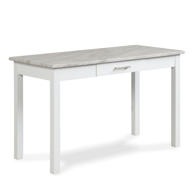 New Classic Furniture - Celeste Desk With White/Gray Faux Marble Top-White Base - T400W-90
