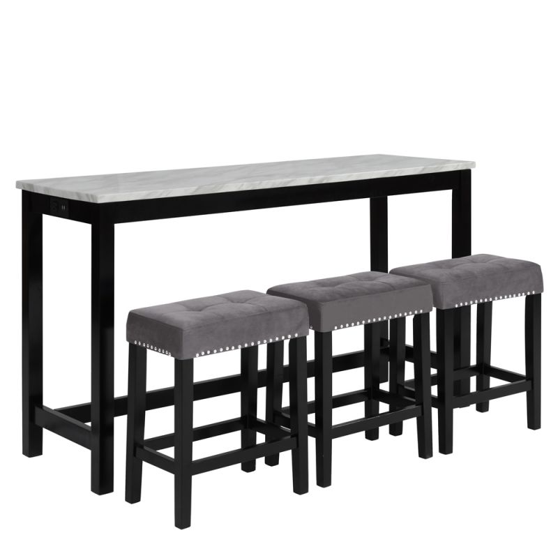 New Classic Furniture - Celeste Theater Bar Table With 3 Stools-Gray - D400-B3S-GRY