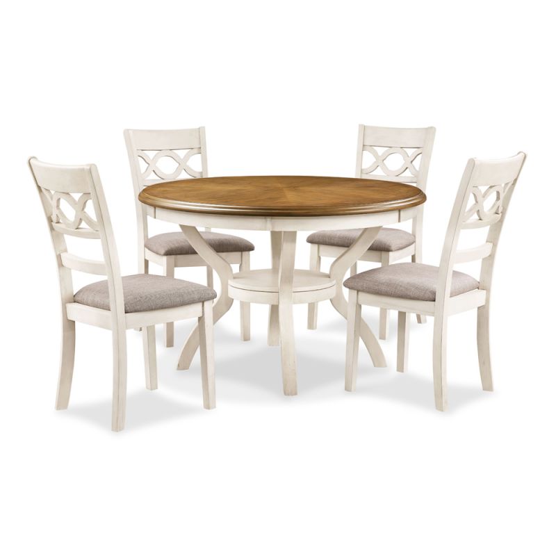 New Classic Furniture - Cori Round Dining 5 Pc Set-Bisque/Brown - D1719-50S-BSQ