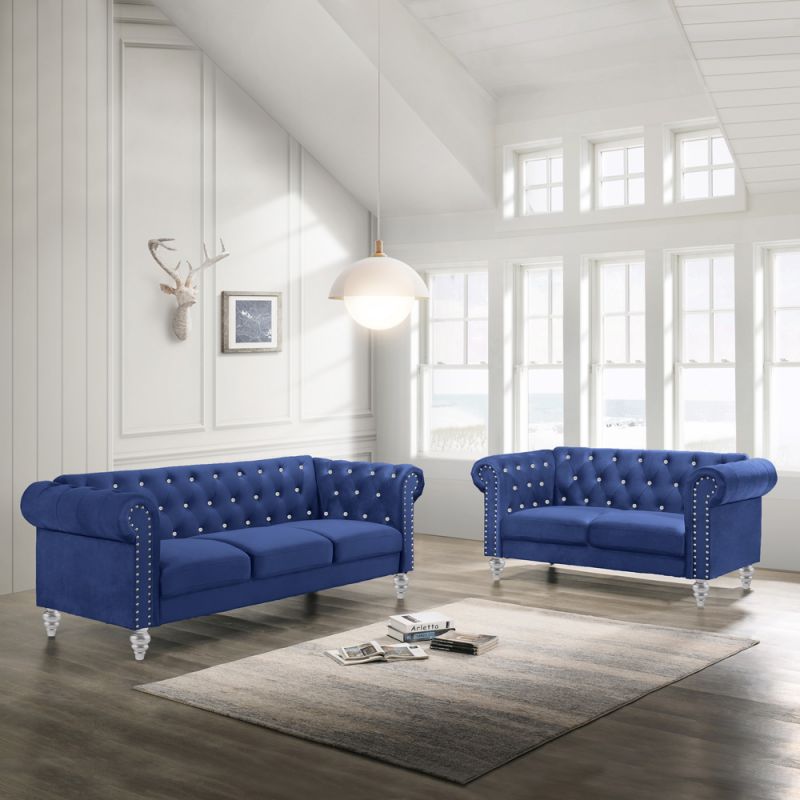 New Classic Furniture - Emma Crystal Sofa / Loveseat - Royal Blue - 20-UKD13CB-2NP