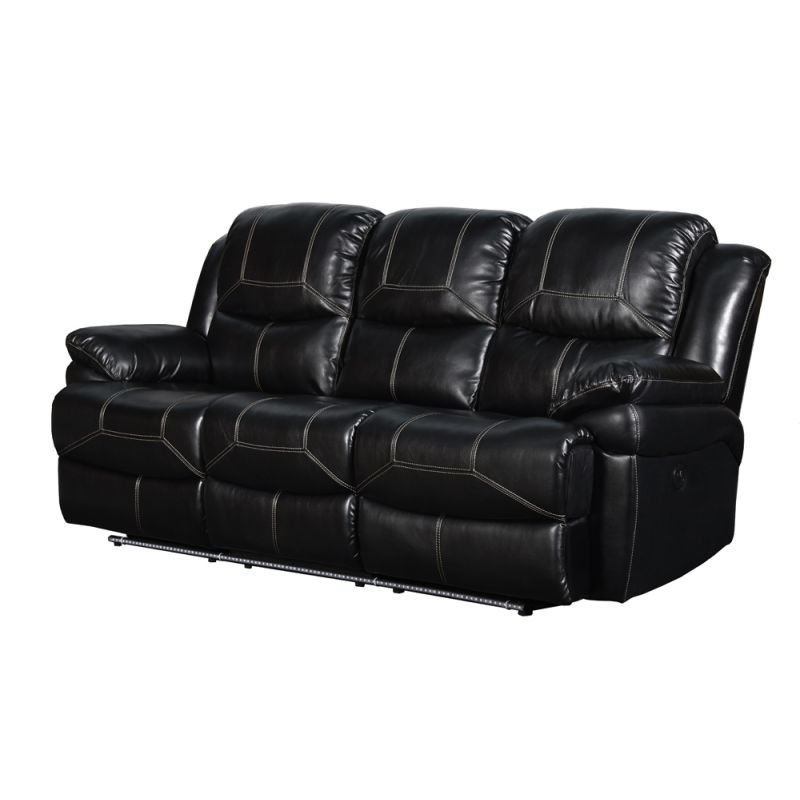 New Classic Furniture - Flynn Sofa With Lighted Base & power Fr-Black - UC2177-30P1-PBK