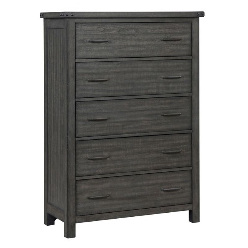 New Classic Furniture - Galleon Wood 5 Drawer Chest, Rustic Gray - B1111G-070