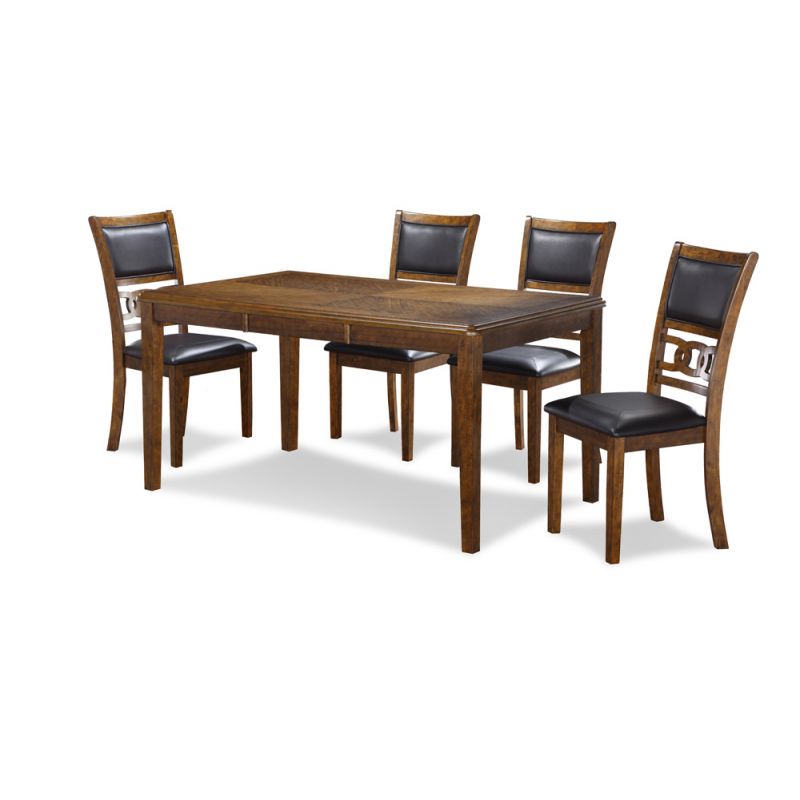 New Classic Furniture - 5-Piece Wood Rectangle Dining Set, 1 Table And 4 Chairs, 60 Inch, Brown - D1701-160-BRN