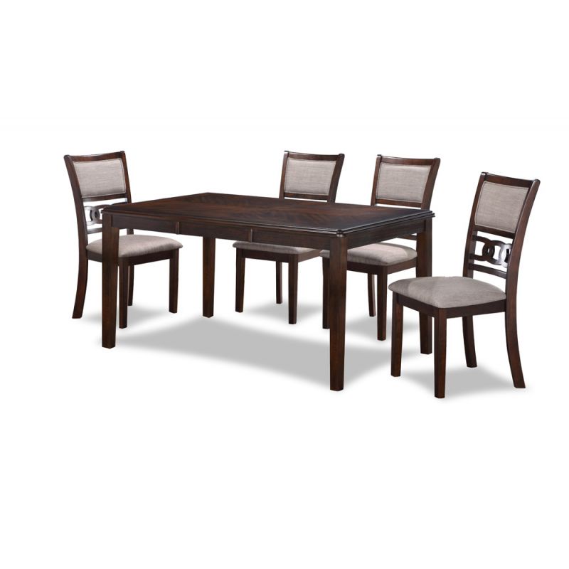 New Classic Furniture - Gia 5-Piece Wood Rectangle Dining Set, 1 Table And 4 Chairs, 60 Inch, Brown Cherry - D1701-160-CHY