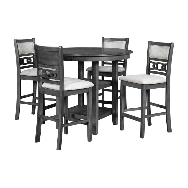 New Classic Furniture - Gia Round Counter Dining 5 Pc Set - Gray - D1701-52S-GRY