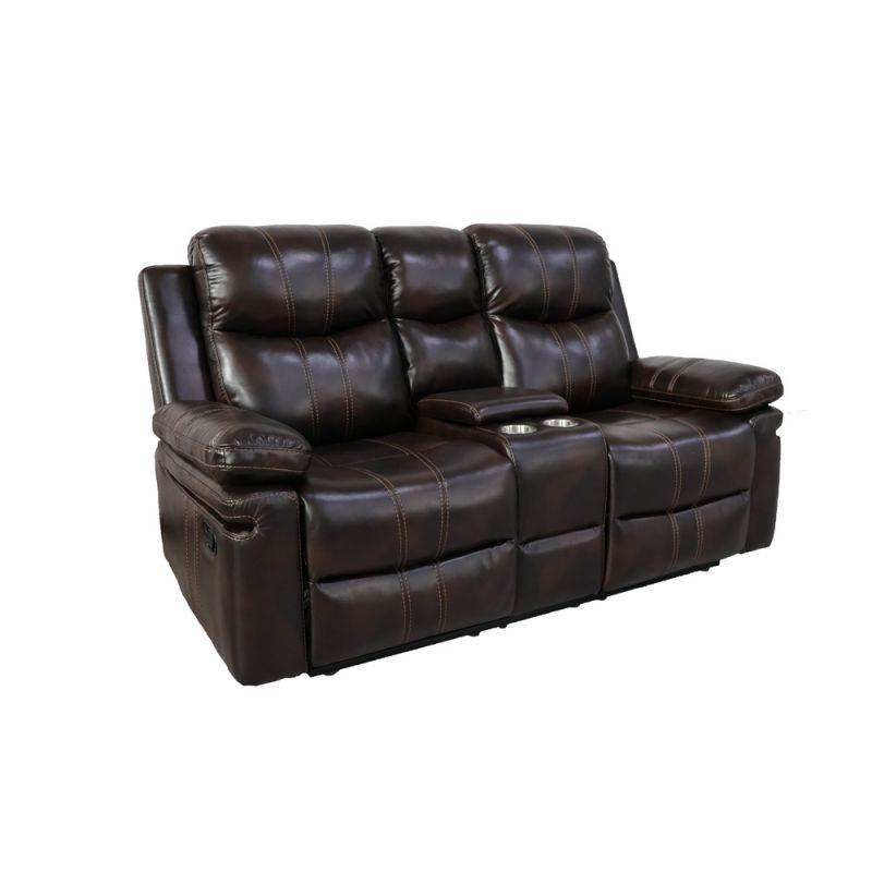 New Classic Furniture - Kellen Console Loveseat W/ Dual Recliners-Brown - U6023-25-BRN