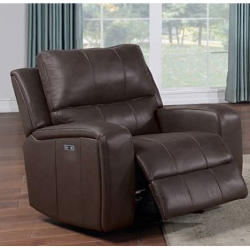 New Classic Furniture - Linton Leather Glider Recliner W/ Pwr Fr-Brown - L1721-13P1-LDB