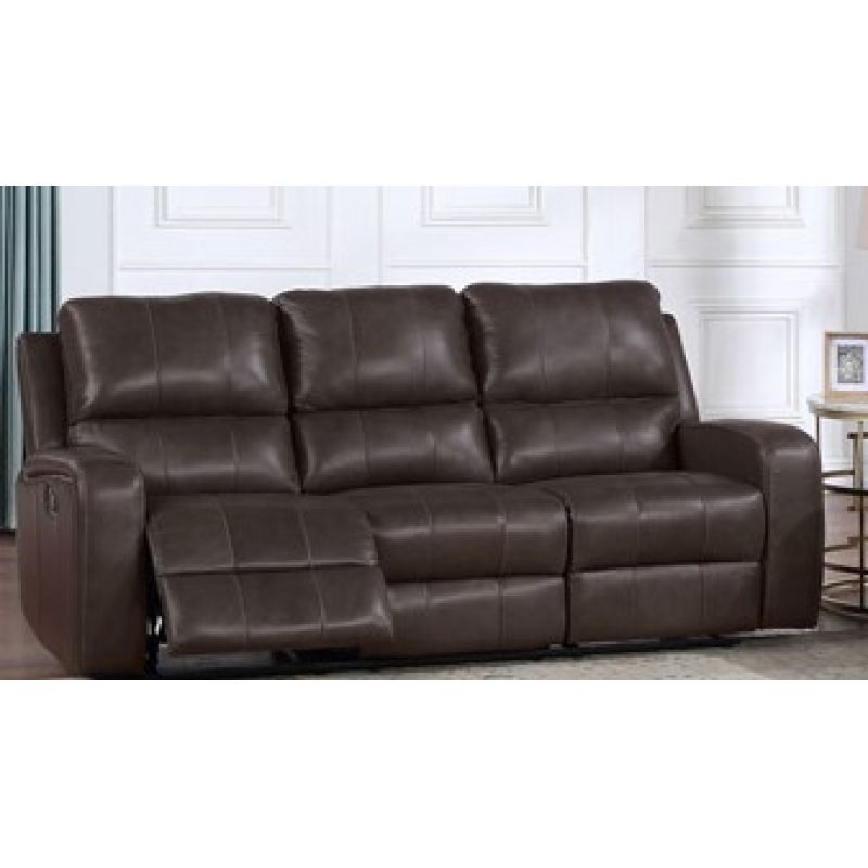 New Classic Furniture - Linton Leather Sofa W/Dual Recliner-Brown - L1721-30-LDB