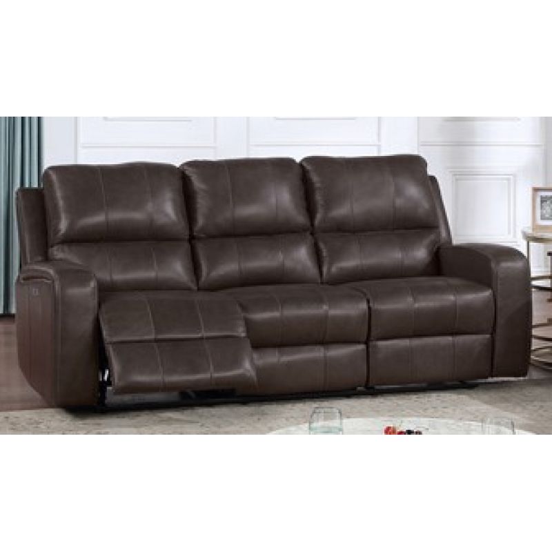 New Classic Furniture - Linton Leather Sofa  W/ Pwr Fr-Brown - L1721-30P1-LDB