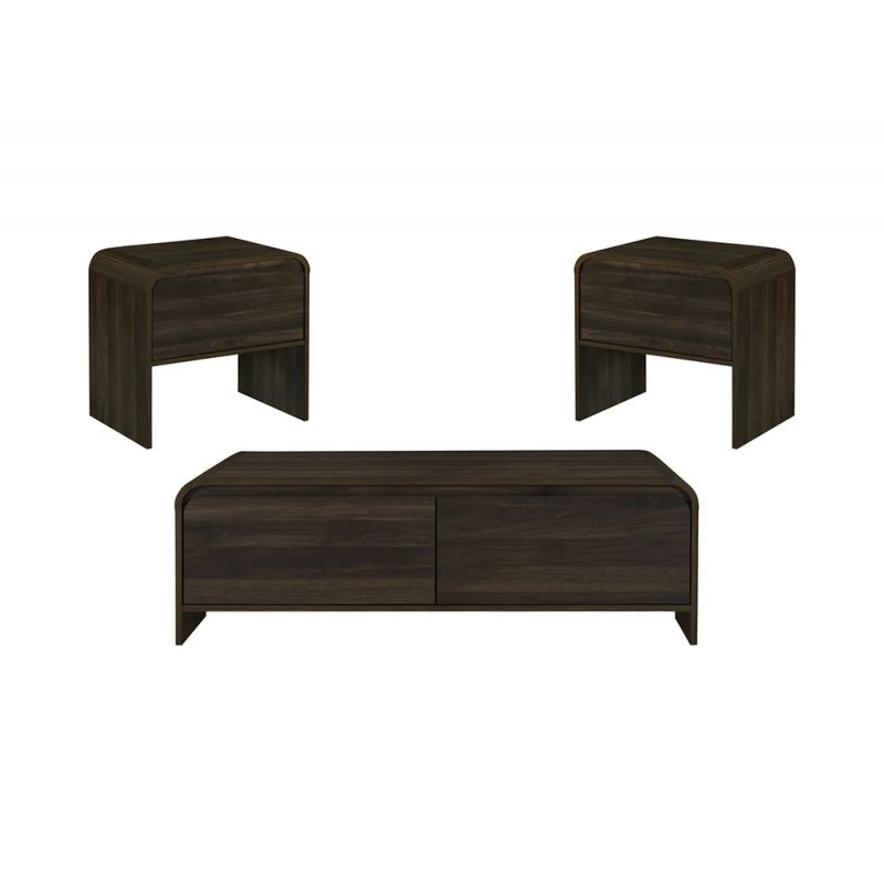 New Classic Furniture - Mara  3Pcs - Cocktail Table & 2 End Tables - Walnut - 19-3518W-3P