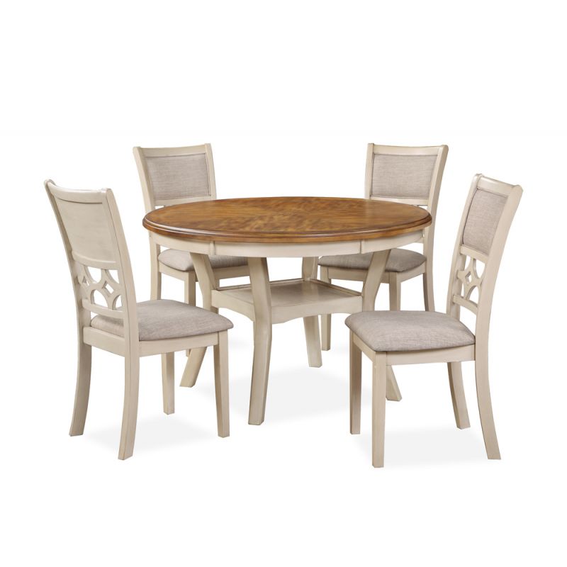 New Classic Furniture - Mitchell 5 Pc Dining Set-Two Tone Bisque/Brown - D1763-50S-BSQ