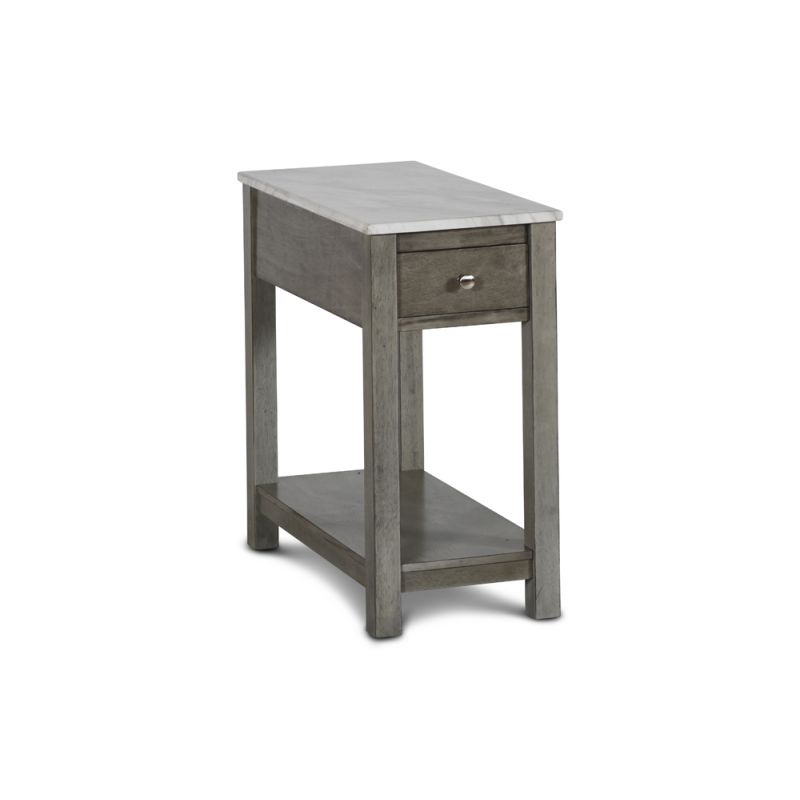 New Classic Furniture - Noah End Table With Drawer-Gray With Faux Marble Top - T13-23-GRYMB