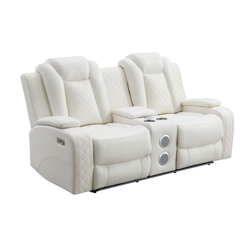 New Classic Furniture - Orion Console Loveseat W/ Pwr Fr & Hr-White - U1769-25P2-WHT