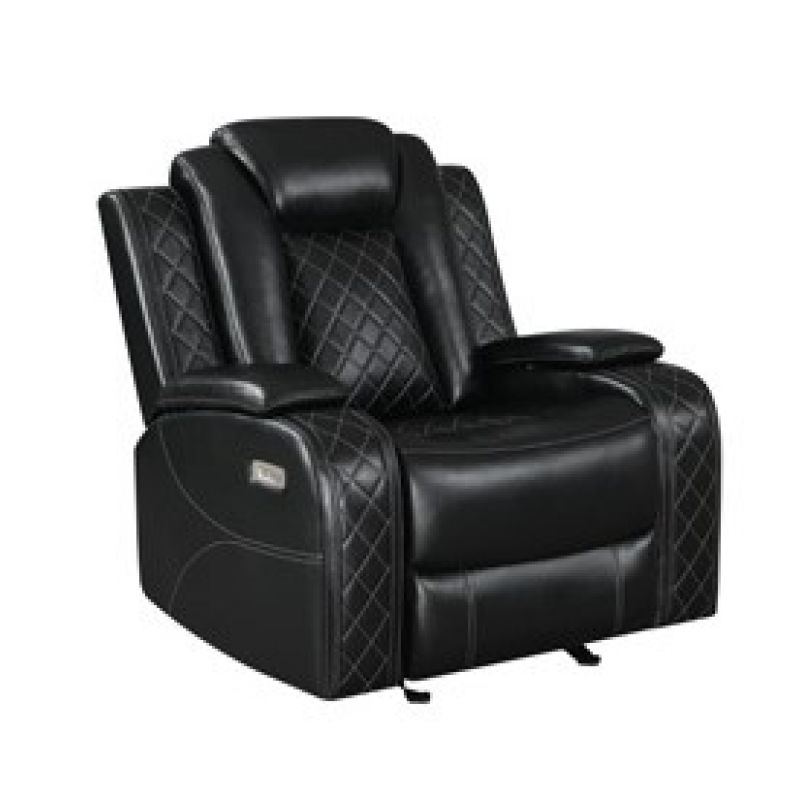 New Classic Furniture - Orion Glider Recliner W/ Pwr Fr & Hr-Black - U1769-13P2-BLK