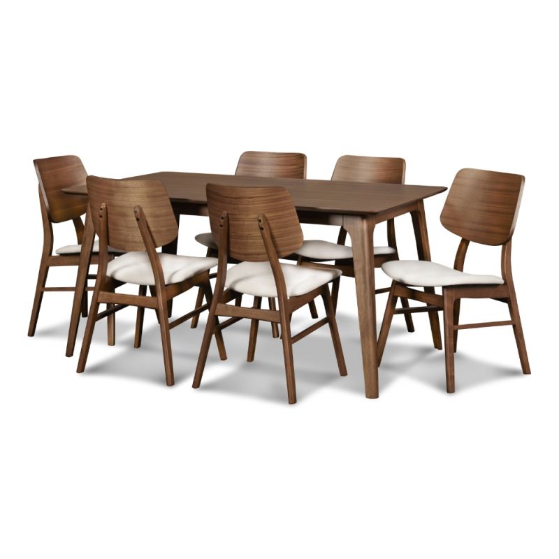 New Classic Furniture - Oscar 60'''' Table and 6 Wood Back Chairs - 40-1651-D6CT