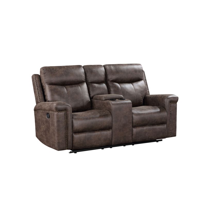 New Classic Furniture - Quade Console Loveseat W/ Dual Recliners-Mocha - U1798-25-MCH