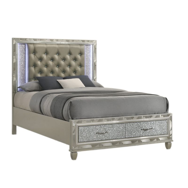 New Classic Furniture - Radiance  Silver W /Storage  - 5/0 Queen Bed - 00-976S-S300