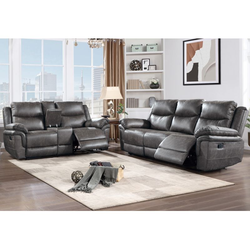 New Classic Furniture - Ryland   Manual - 2Pc Sofa/Loveseat - Charcoal Gray - 20-5985G-2NP