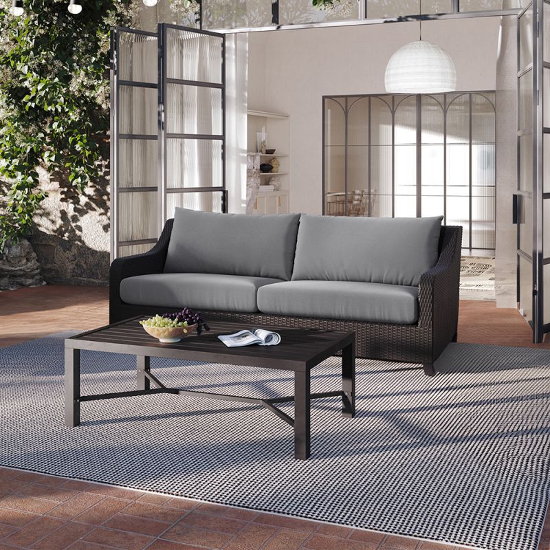 New Classic Furniture - Skye Outdoor Patio Furniture 2 Pc Set -Sofa And Slat Top Coffee Table Set-Gray - G807G-30S