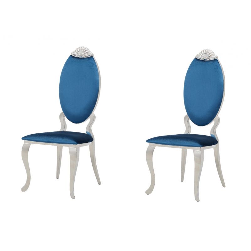 New Classic Furniture - Tempest Velvet Dining Chair W/Medallion Back (Set of 2) - D617-200-BLU