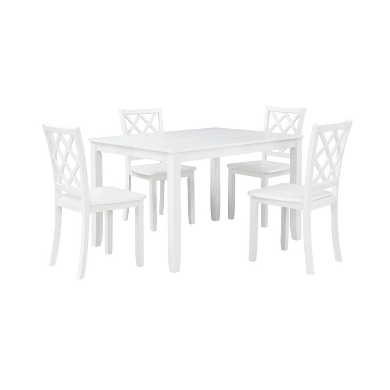 New Classic Furniture - Trellis 5 Pc Dining Set, Table & 4 Chairs -  White - D5030-50S-WHT