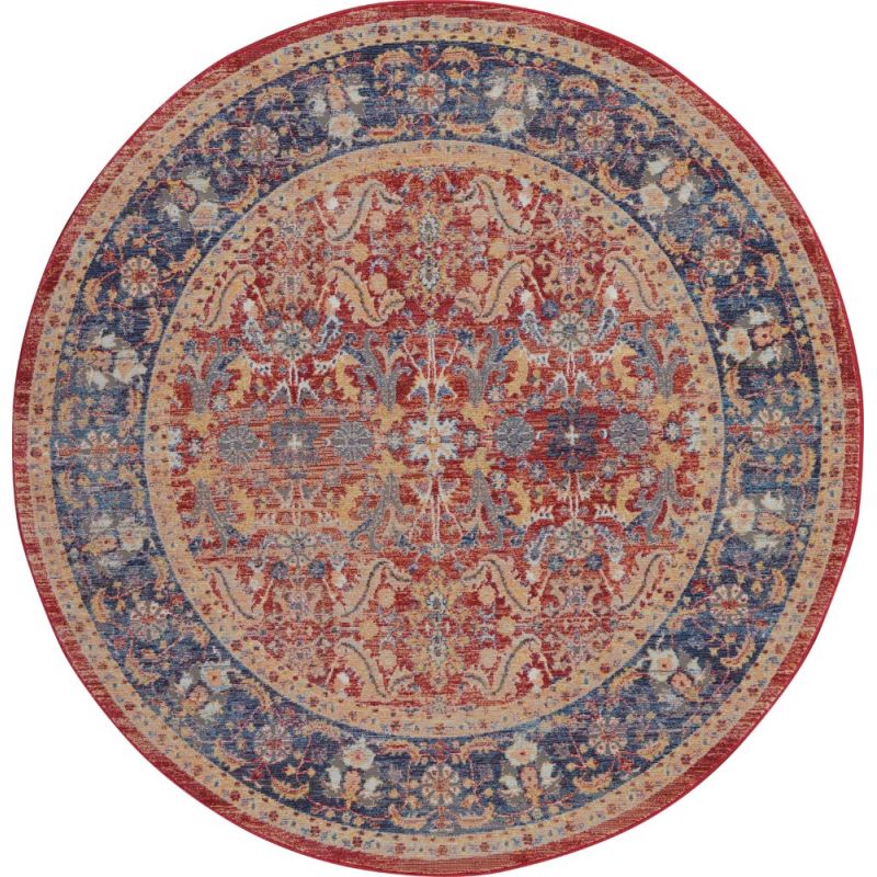 Nourison - Ankara Global ANR02 Red and Blue Multicolor 4' x Round Persian Area Rug - ANR02-99446456458