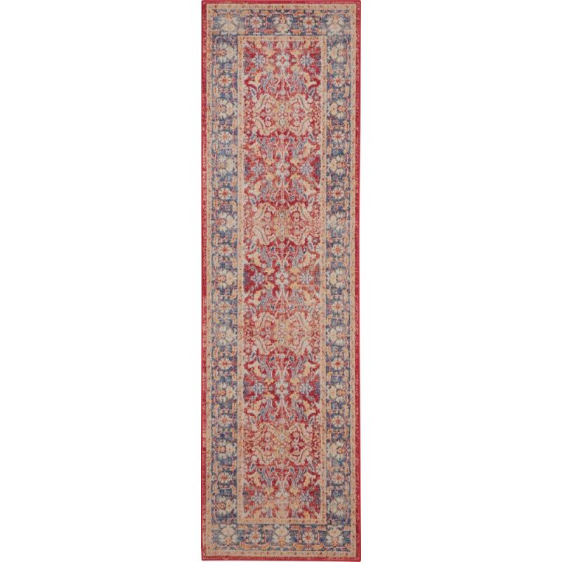 Nourison - Ankara Global ANR02 Red and Blue Multicolor 2' x 6' Low-pile Hallway Rug - ANR02-99446456410