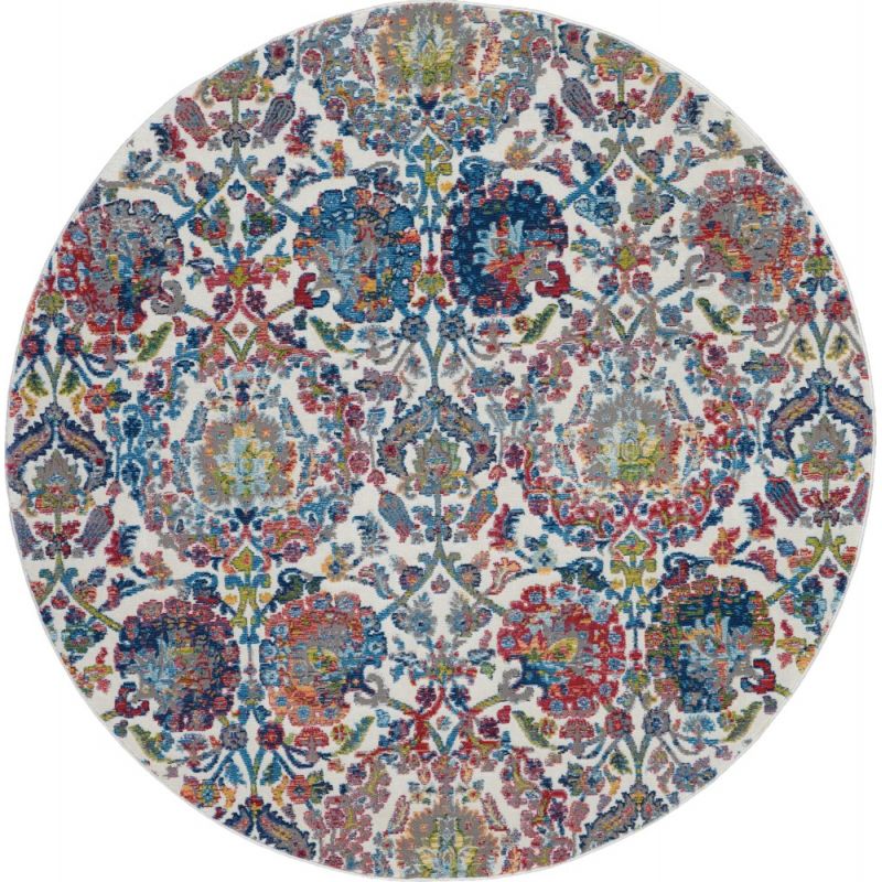Nourison - Ankara Global ANR06 Blue and Ivory 4' x Round French Country Area Rug - ANR06-99446457035