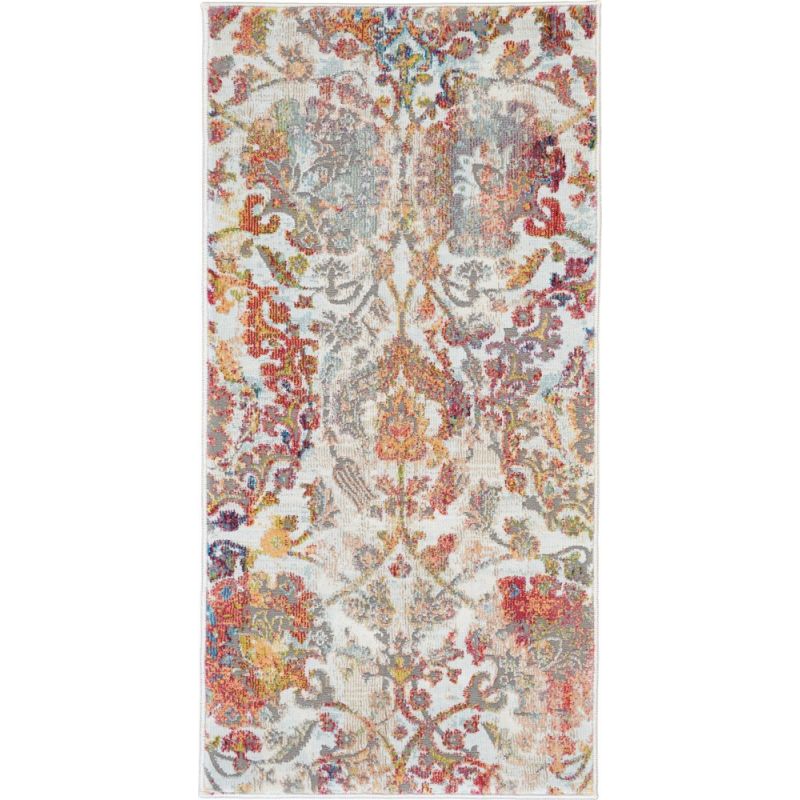 Nourison - Ankara Global ANR06 2' x 4' White and Orange French Country Area Rug - ANR06-99446457172