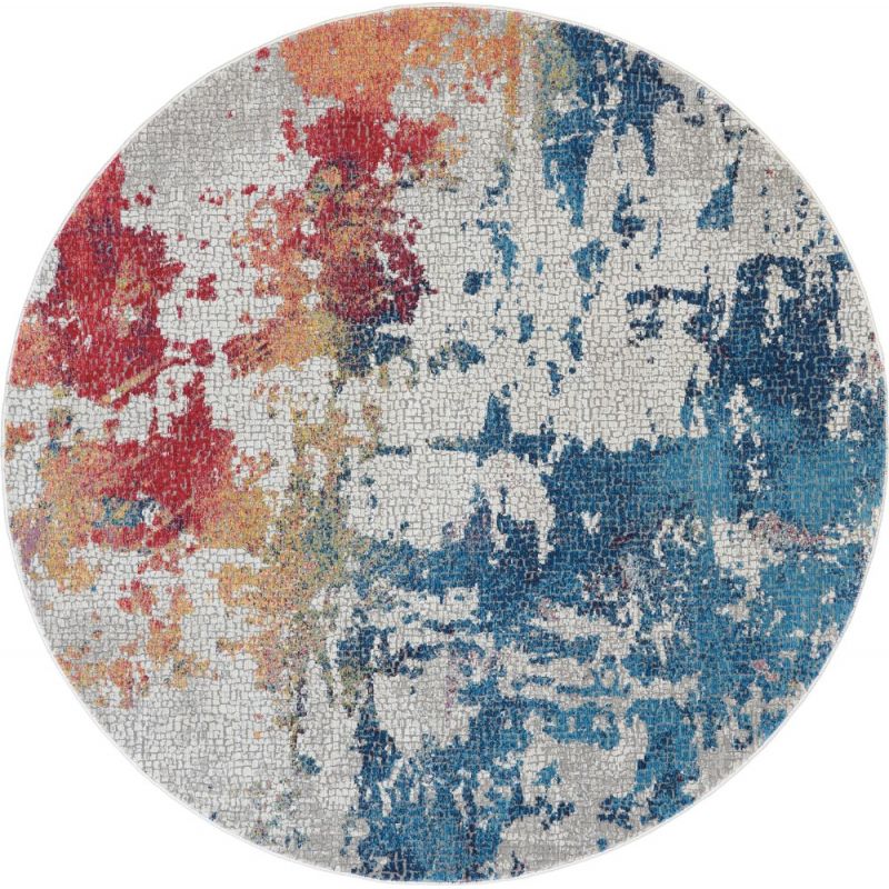 Nourison - Ankara Global ANR10 Multicolor 4' x Round Abstract Area Rug - ANR10-99446474964