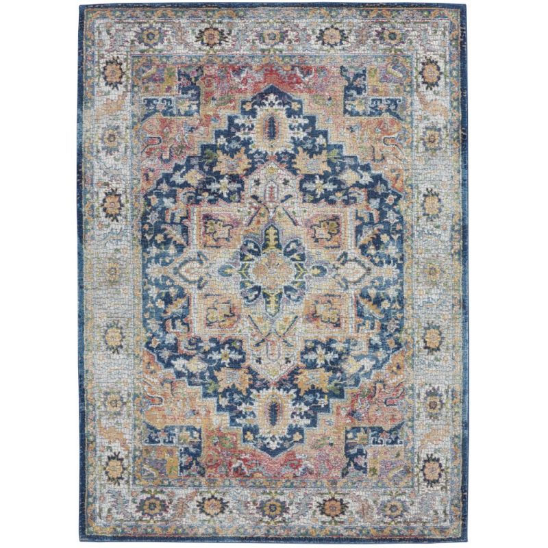 Nourison - Ankara Global ANR11 Blue and Red Multicolor 5'3
