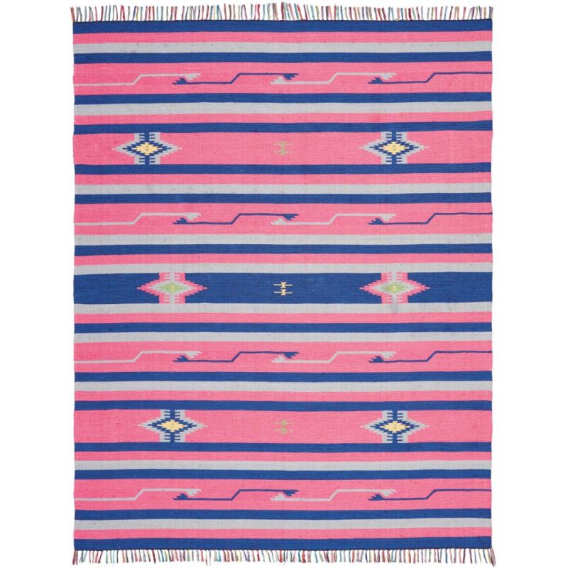 Nourison - Baja BAJ01 Pink and Blue 8'x10' Large Flat Weave Rug - BAJ01-99446395443