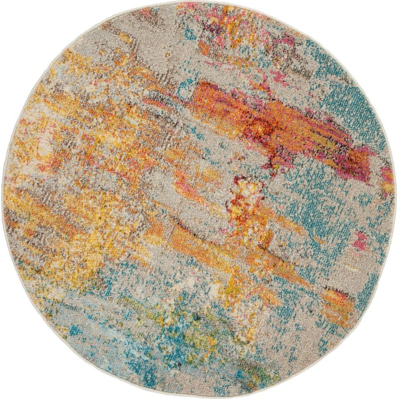 Nourison - Celestial CES02 Multicolor 4' x Round Abstract Area Rug - CES02-99446463944